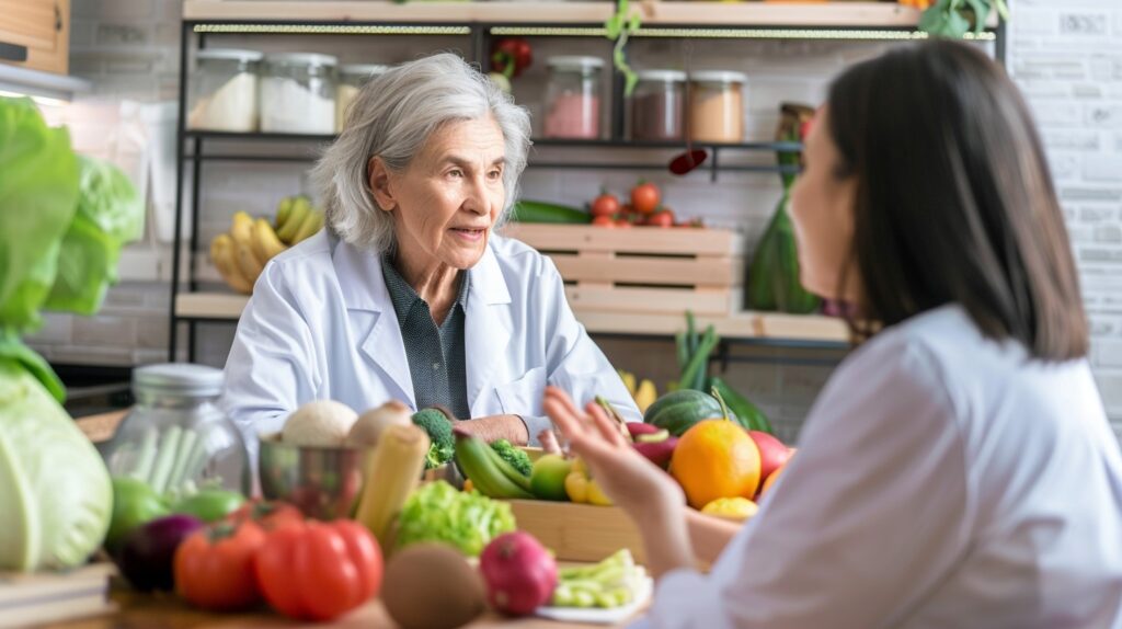 A doctor discussing diet plans with a patient.